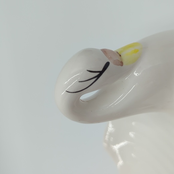 Vintage Swan Soap Dish 5 Inch White Shiny Ceramic Trinket Dish Decorative - Picture 9 of 11